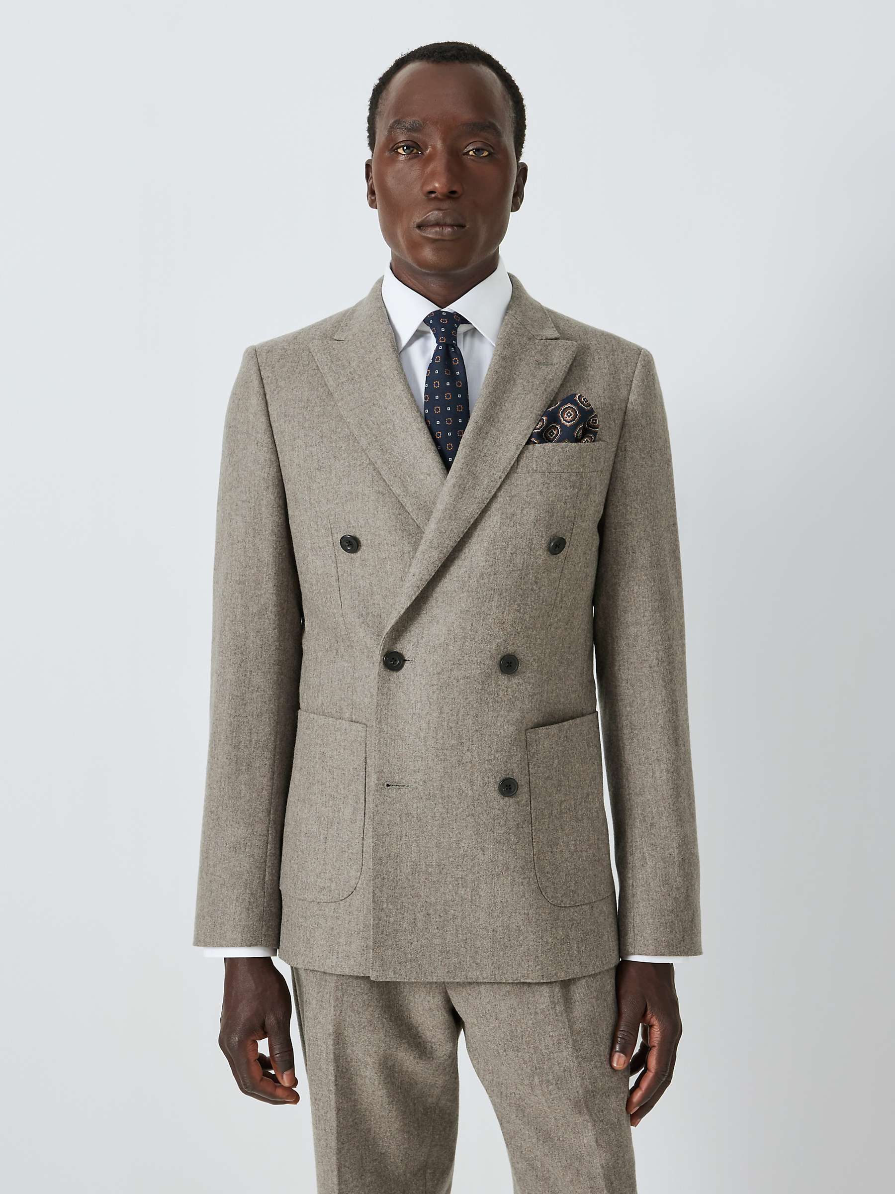 John Lewis Wool Flannel Double Breasted Suit Jacket, Taupe at John ...