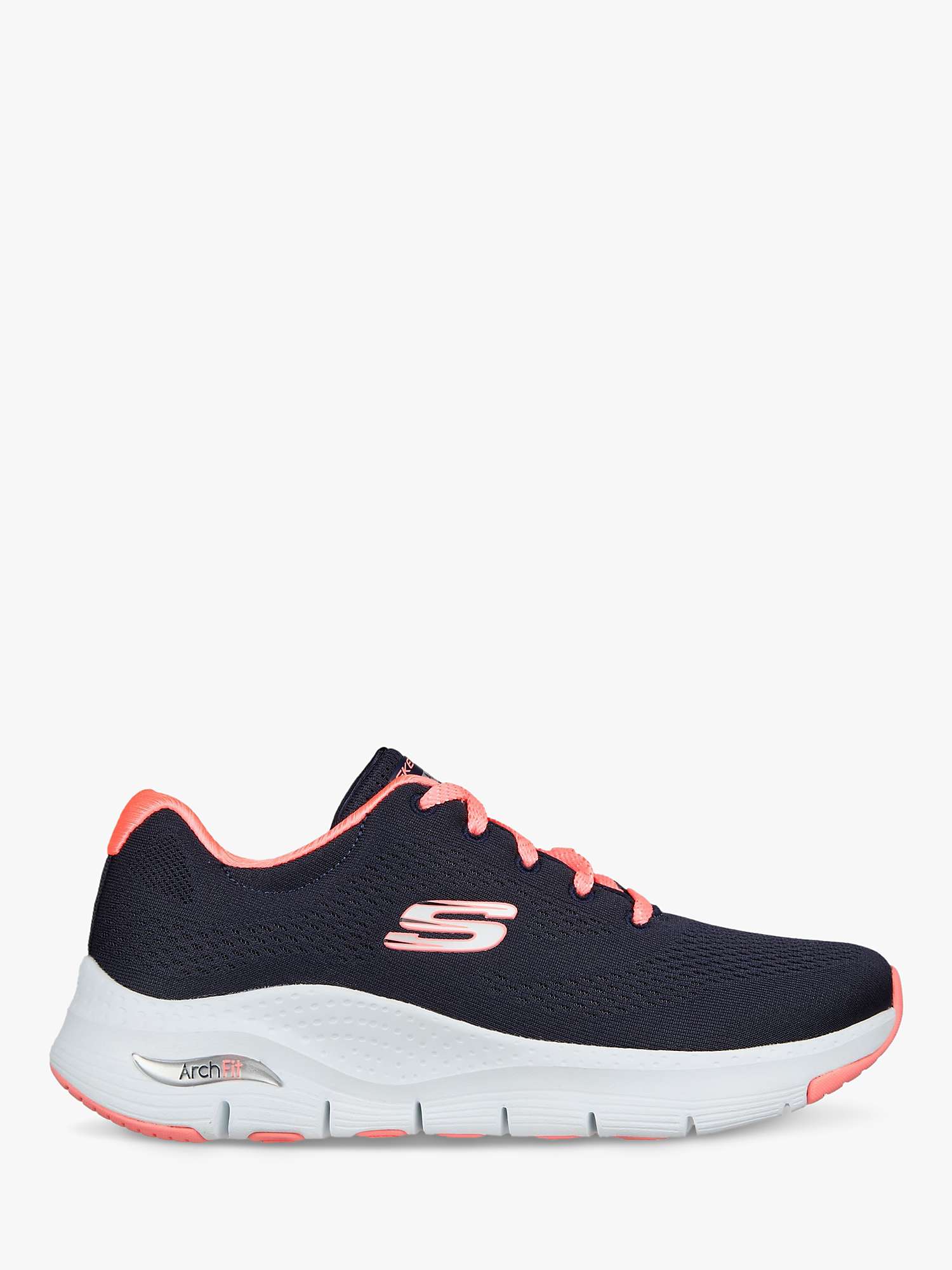 Skechers Arch Sunny Outlook Trainers, Navy/Coral Lewis & Partners