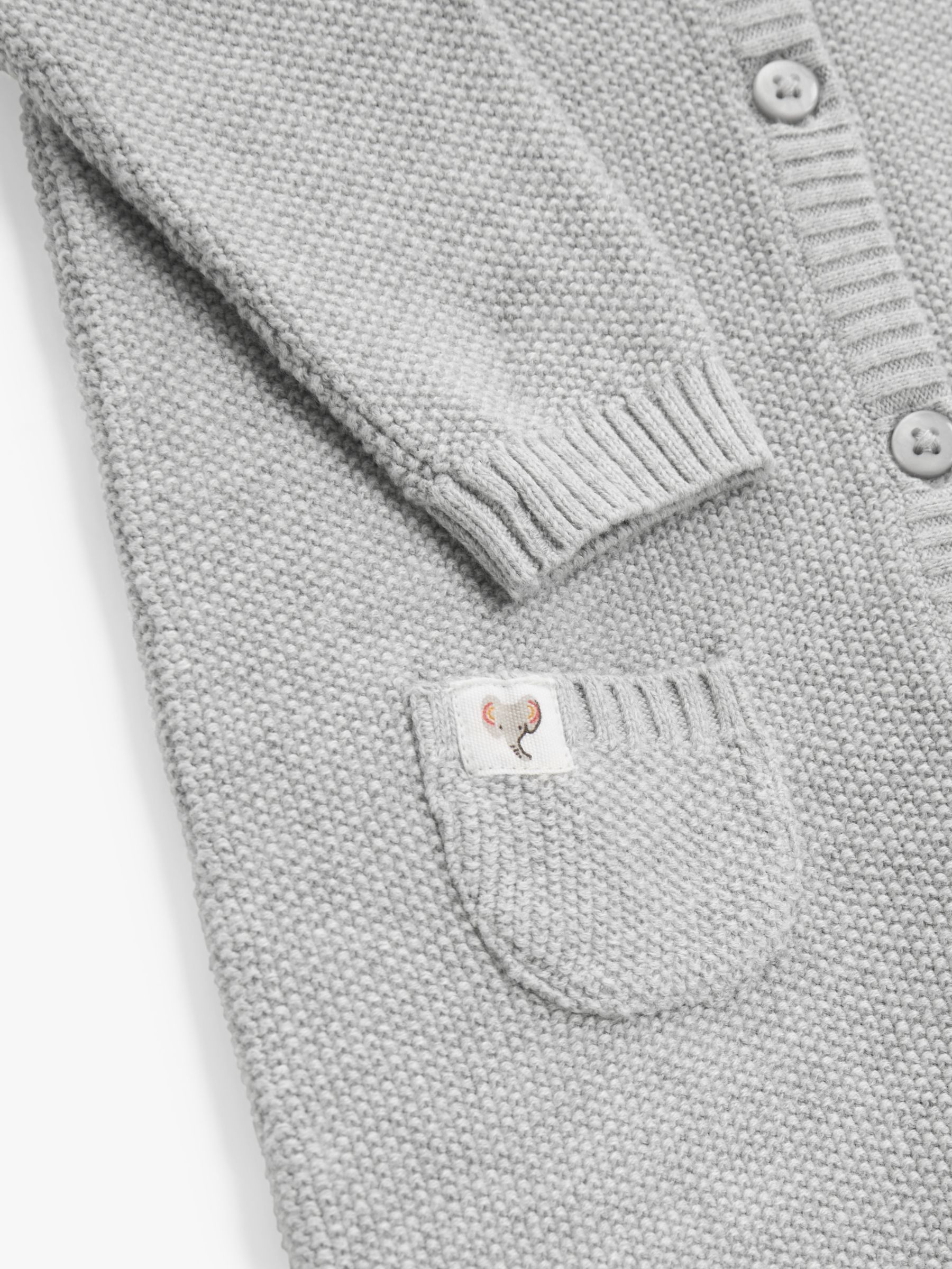 John Lewis Baby Knit Cotton Romper, Grey at John Lewis & Partners