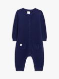 John Lewis Baby Knit Cotton Romper, Blue Navy