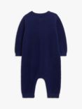 John Lewis Baby Knit Cotton Romper, Blue Navy