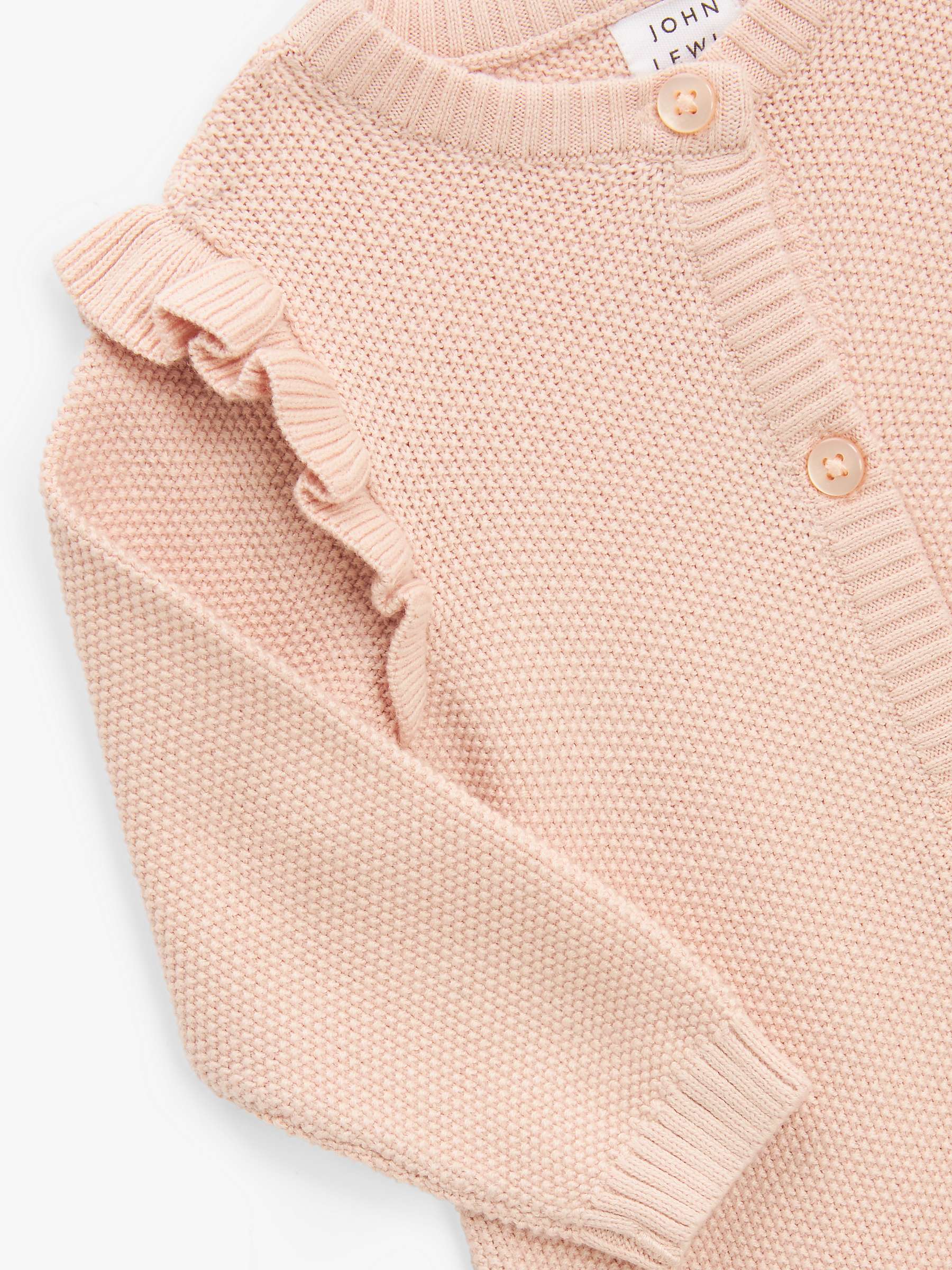 Buy John Lewis Baby Knit Cotton Romper, Pink Mid Online at johnlewis.com