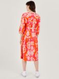 Monsoon Aspen Linen Blend Wrap Midi Dress, Orange/Multi