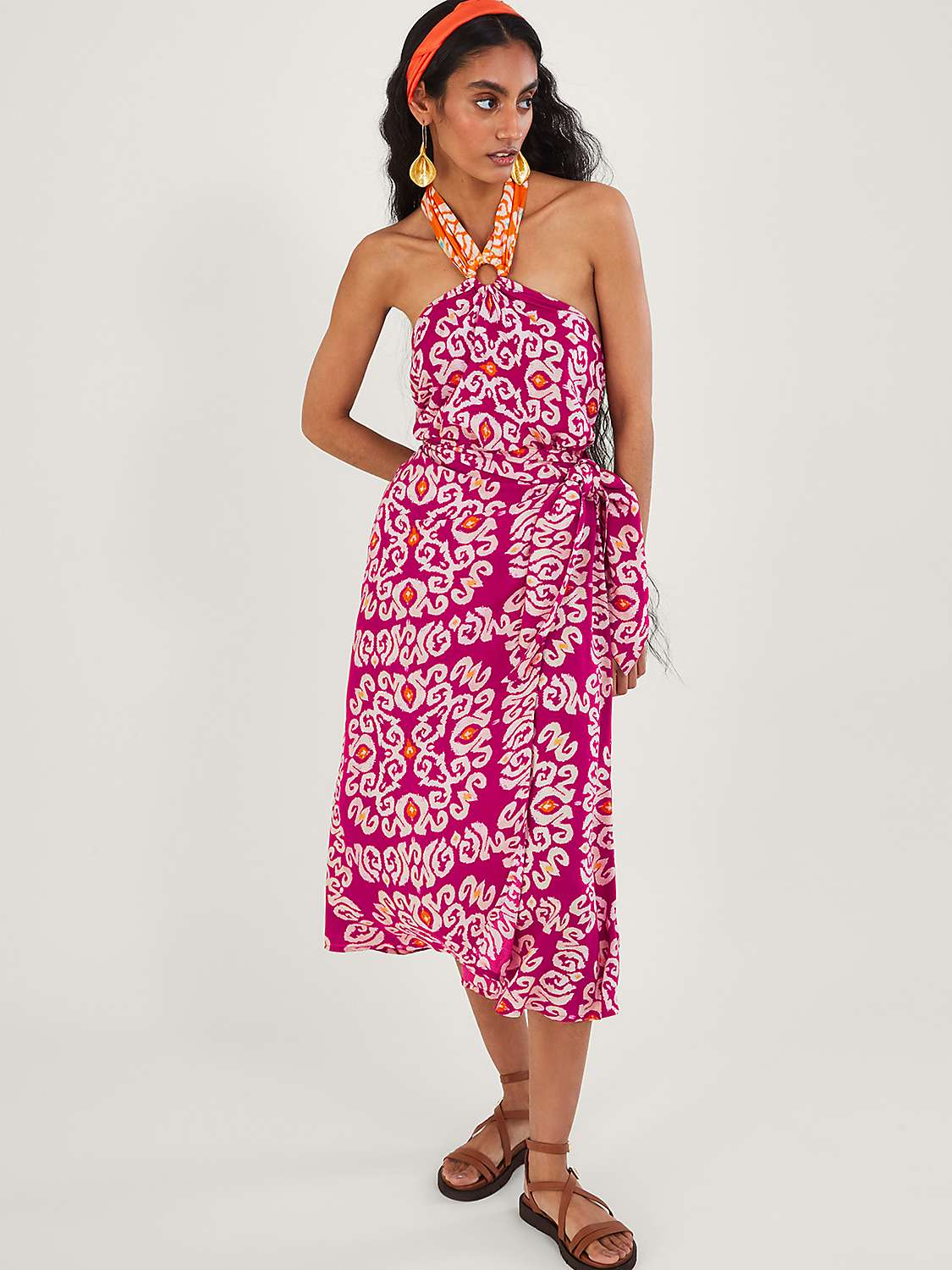 Monsoon Bandini Print Sarong Skirt, Pink at John Lewis & Partners