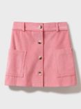 Crew Clothing Kids' Corduroy Button Through Skirt, Pink