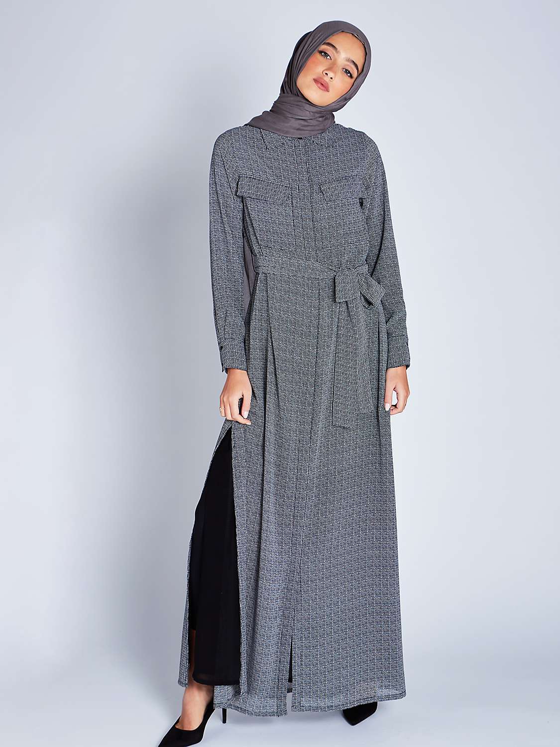 Buy Aab Textured Print Maxi Dress, Grey Online at johnlewis.com