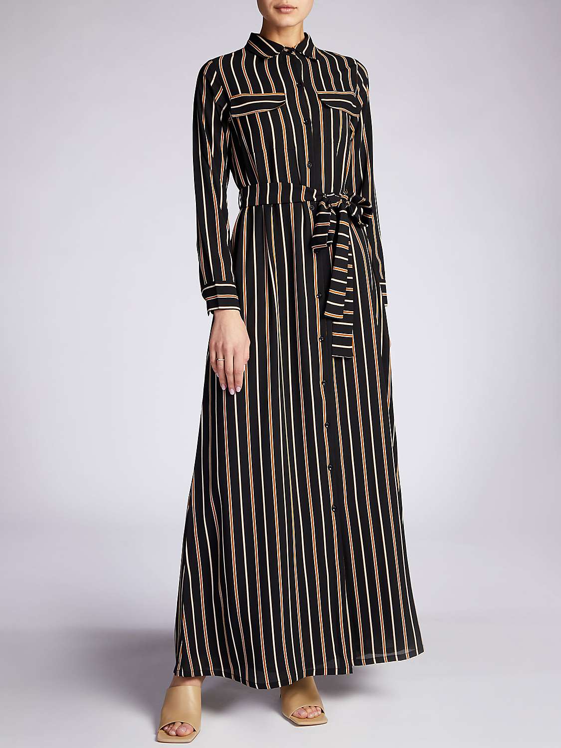 Buy Aab Pinstripe Maxi Dress, Black Online at johnlewis.com