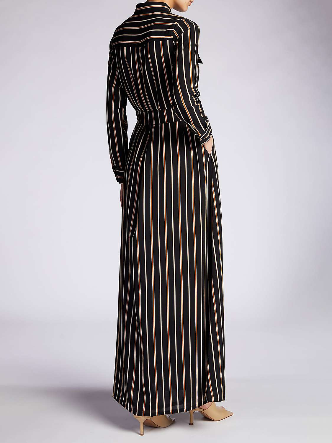 Buy Aab Pinstripe Maxi Dress, Black Online at johnlewis.com