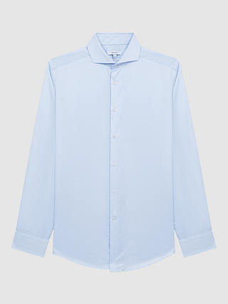 Reiss Storm Cotton Twill Slim Fit Long Sleeve Shirt, Soft Blue