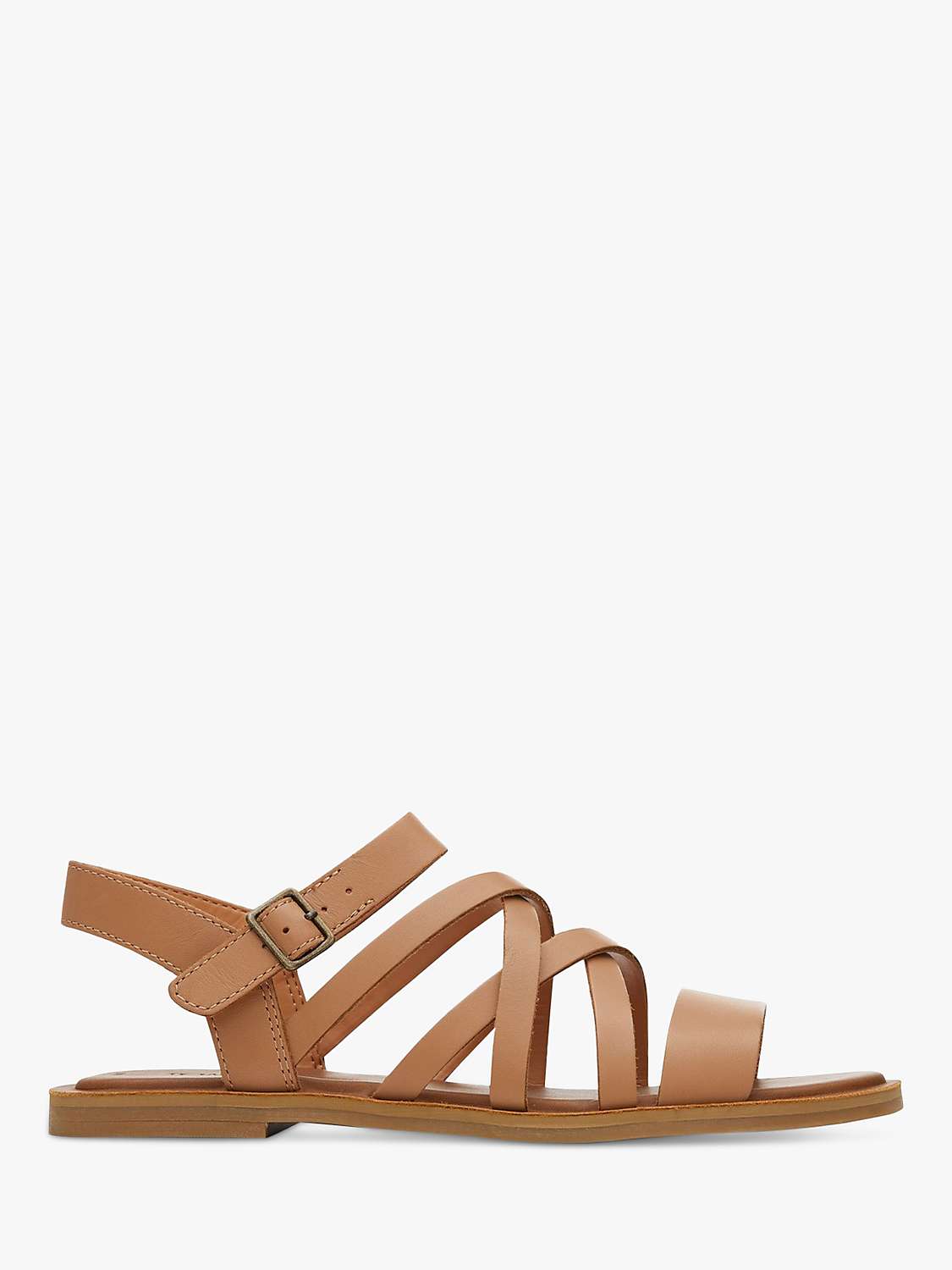 TOMS Sephina Leather Flat Sandals, Sandy Beige at John Lewis & Partners