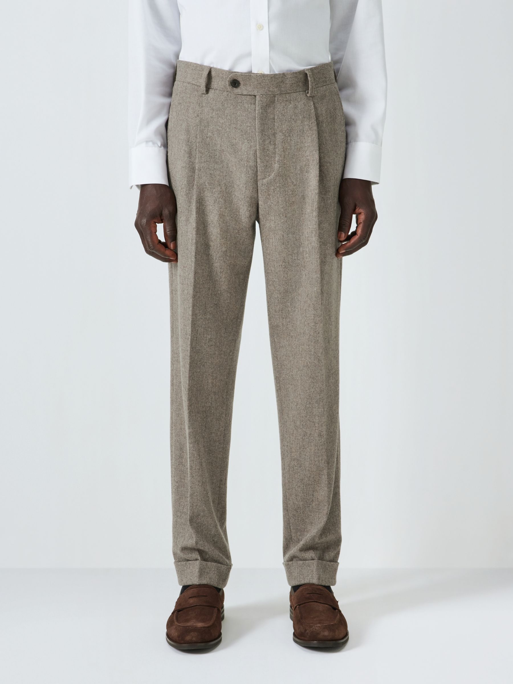 John Lewis Wool Flannel Suit Trousers, Taupe at John Lewis & Partners