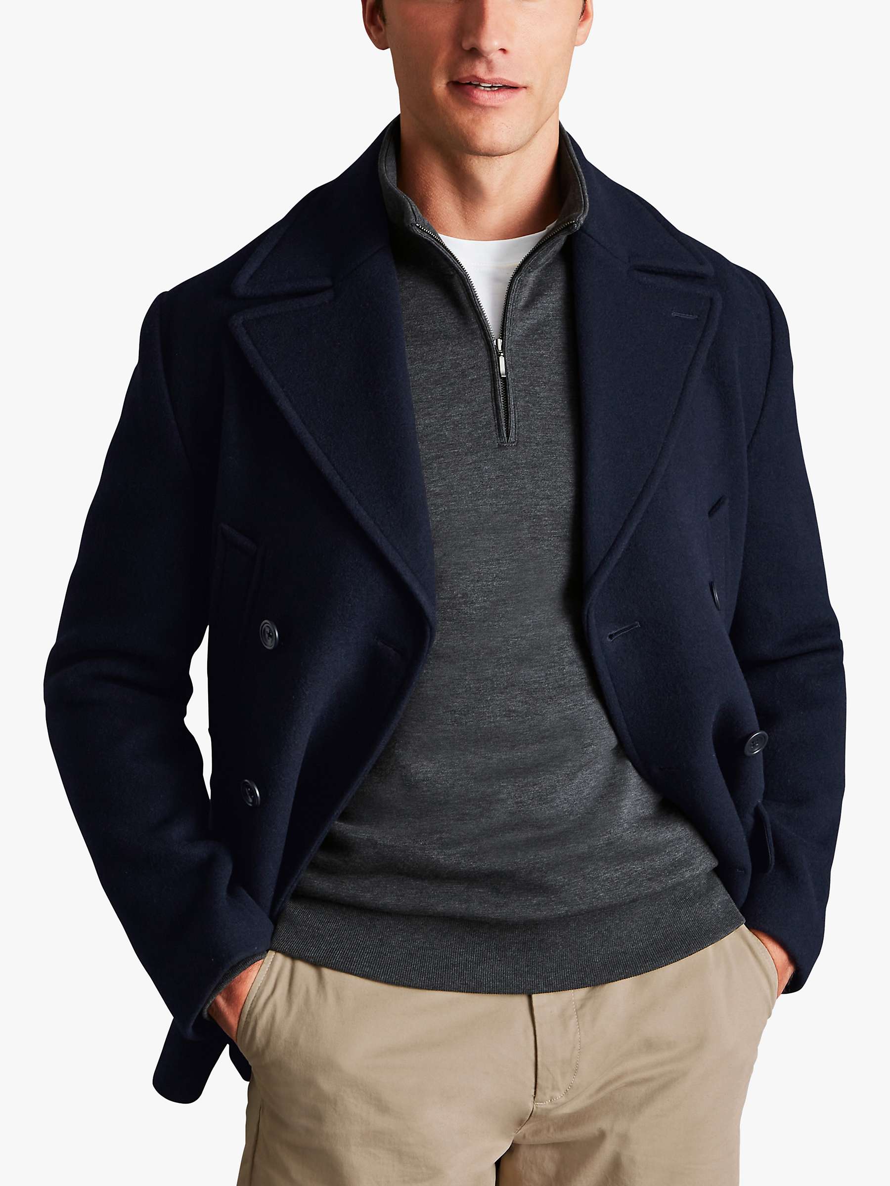 Buy Charles Tyrwhitt Wool Pea Coat, Navy Online at johnlewis.com