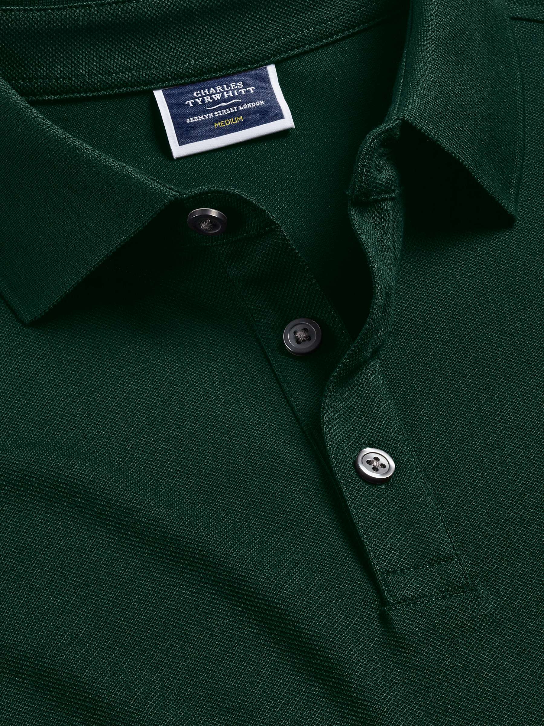 Buy Charles Tyrwhitt Short Sleeve Pique Polo Shirt, Dark Green Online at johnlewis.com