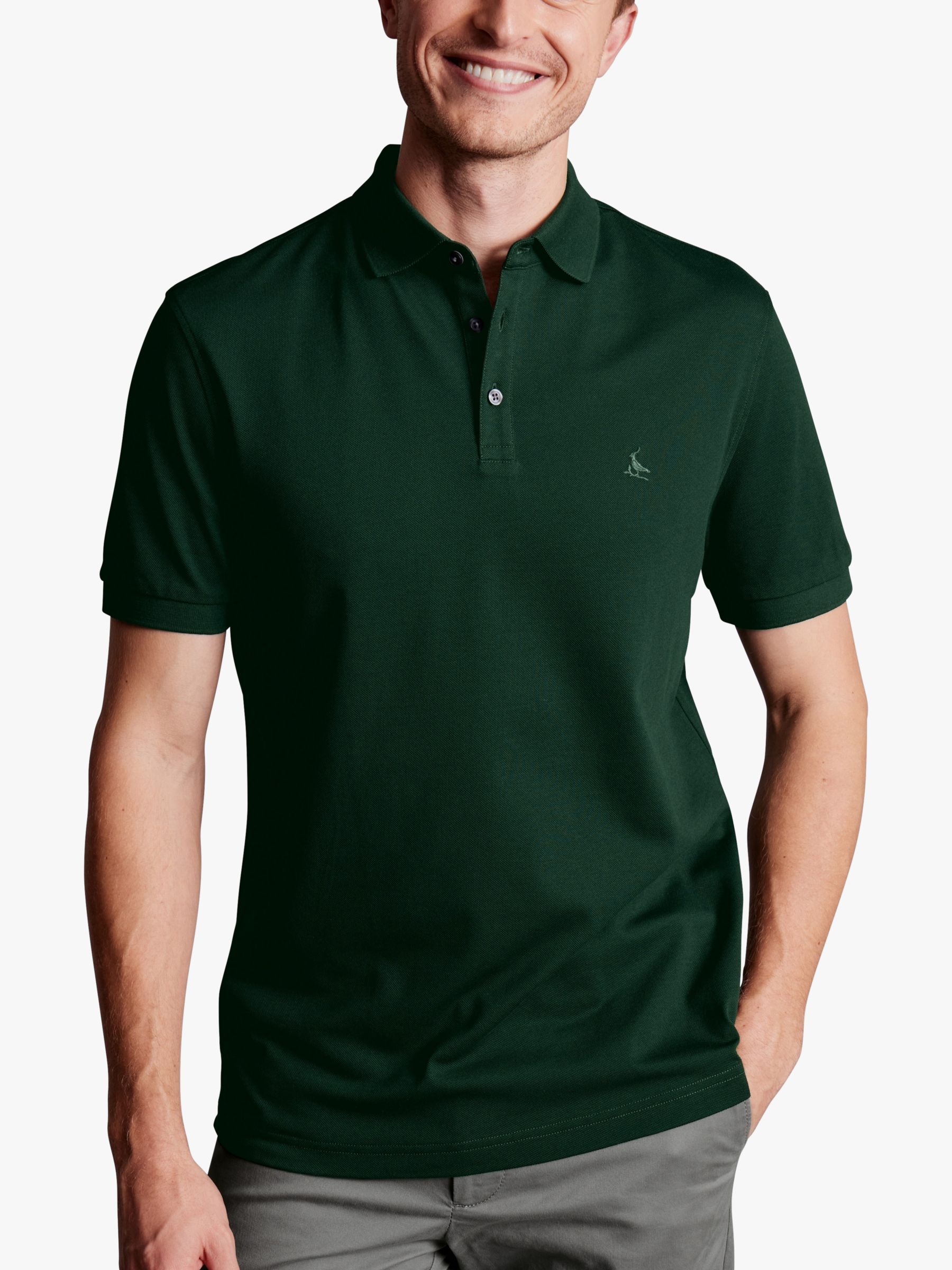 Charles Tyrwhitt Short Sleeve Pique Polo Shirt, Dark Green, S