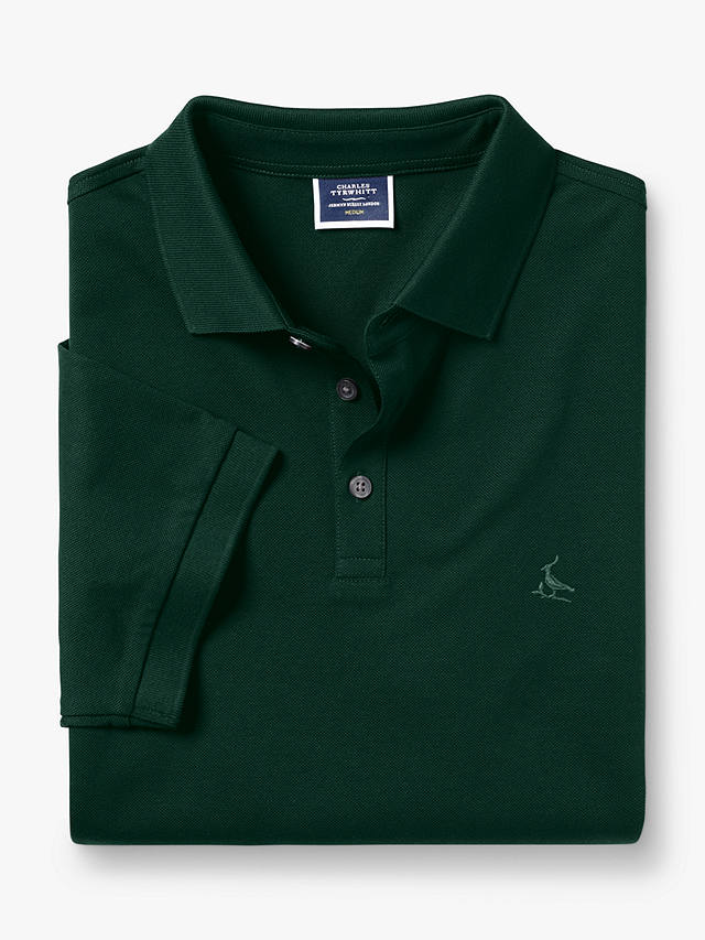 Charles Tyrwhitt Short Sleeve Pique Polo Shirt, Dark Green