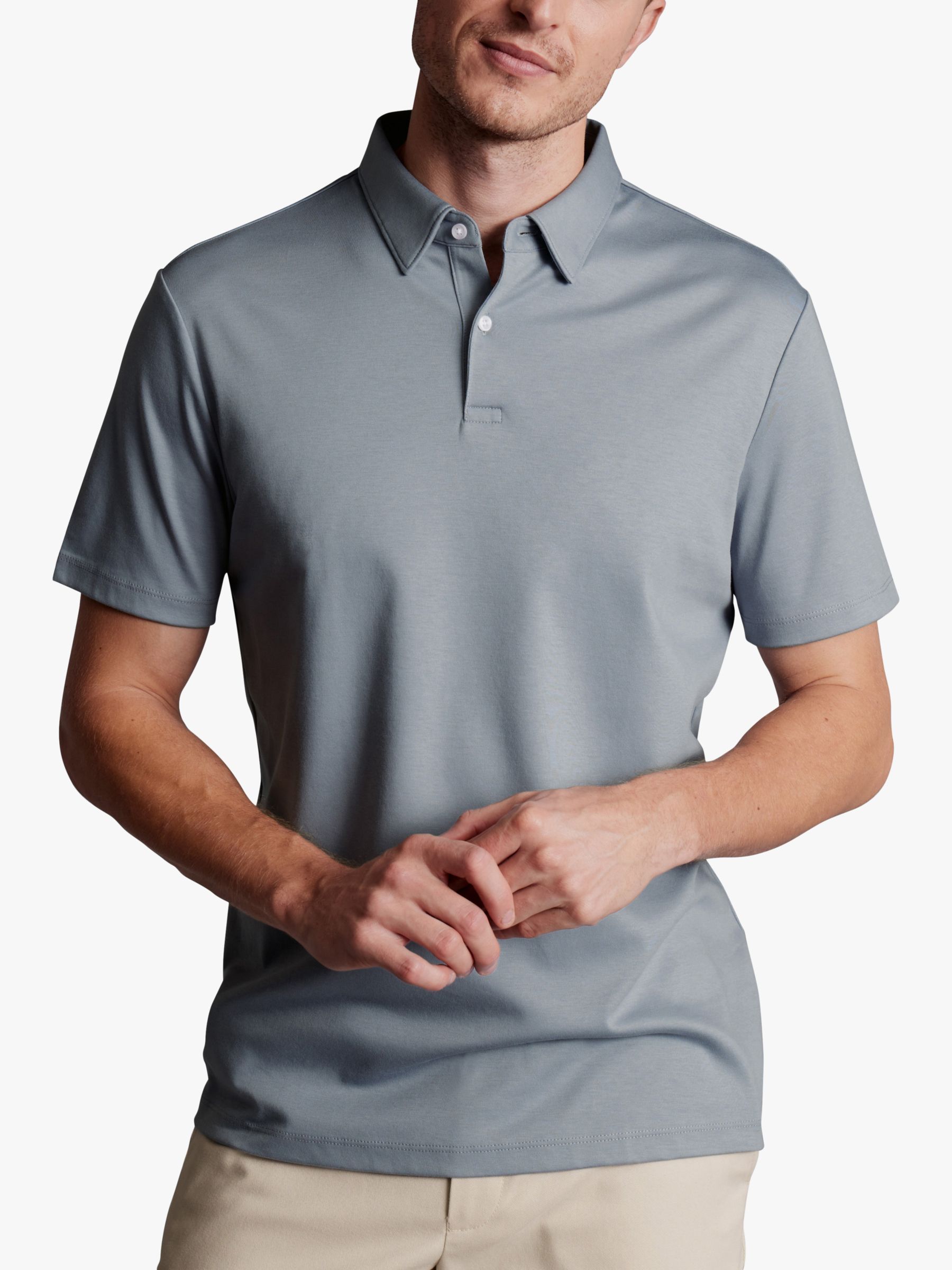 Charles Tyrwhitt Smart Jersey Short Sleeve Polo, Silver Grey, S