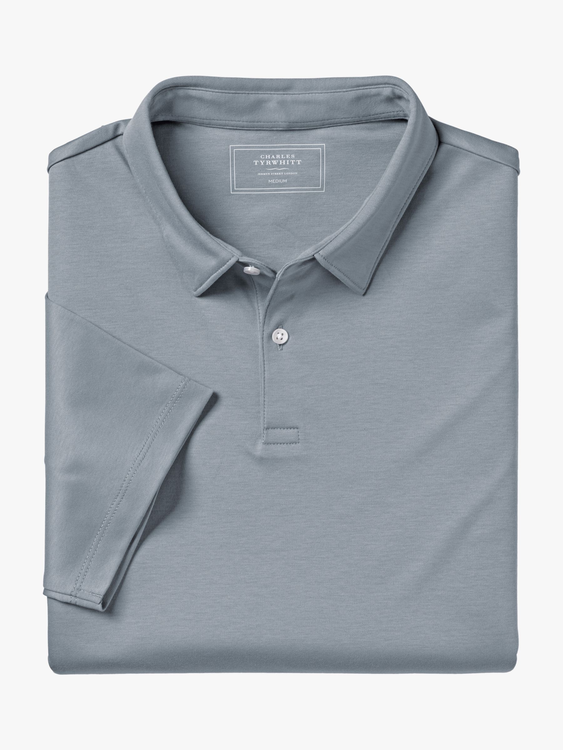 Charles Tyrwhitt Smart Jersey Short Sleeve Polo, Silver Grey, S