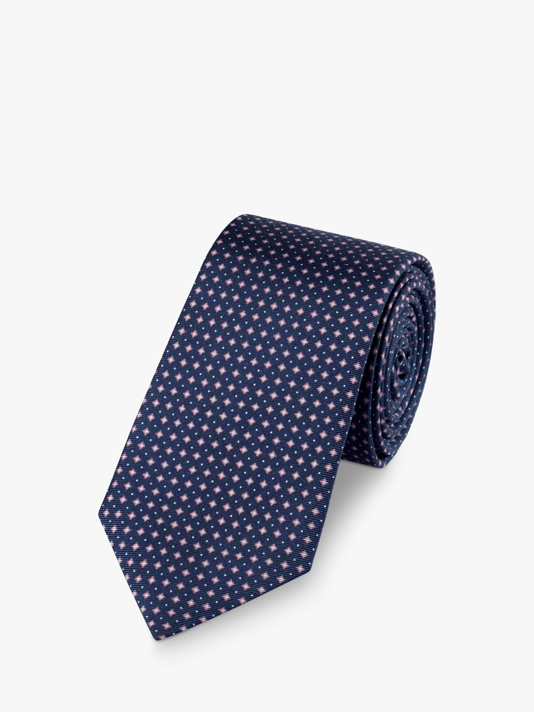 Charles Tyrwhitt Floral Print Silk Slim Tie, French Navy at John Lewis ...