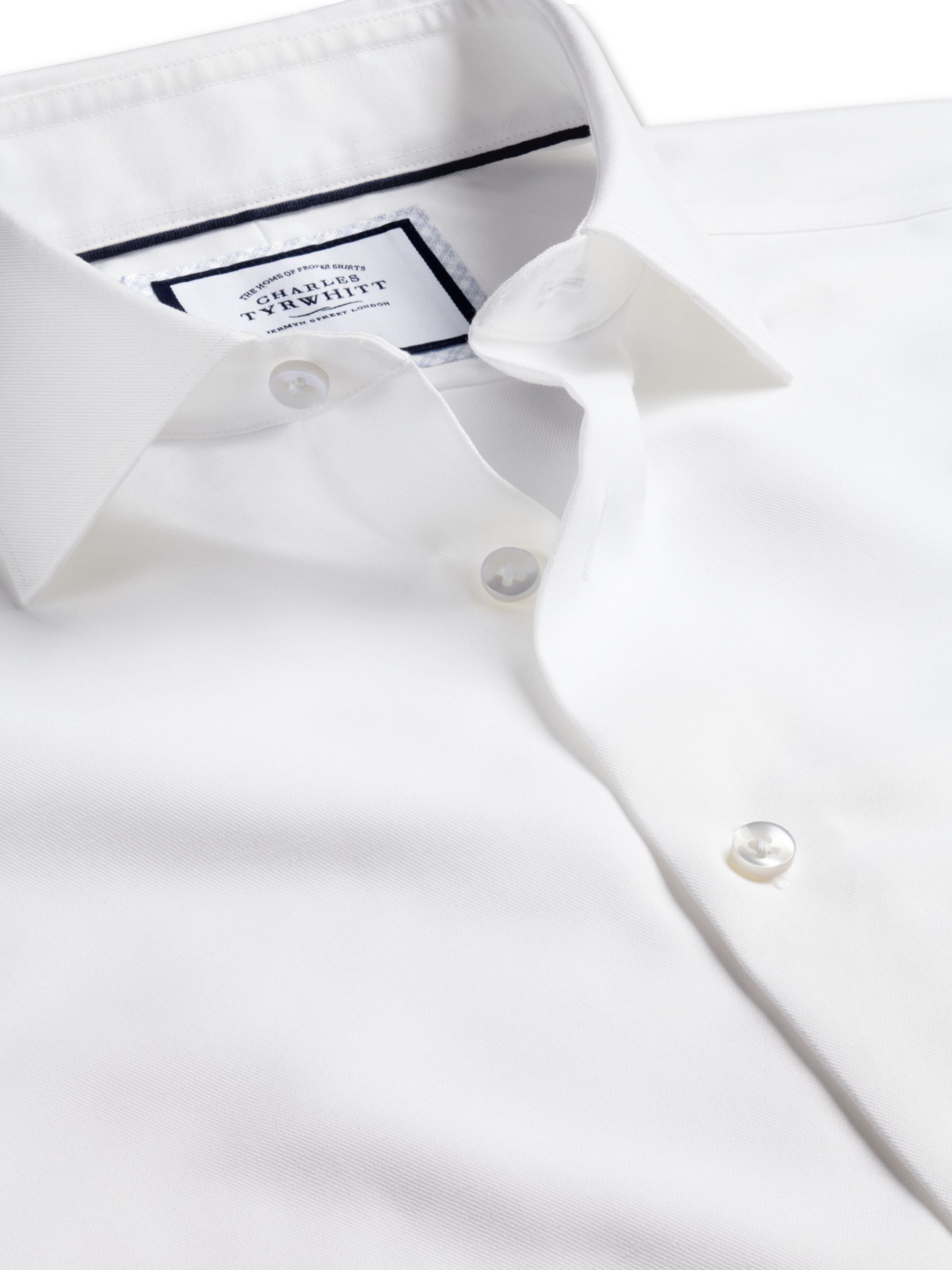 Charles Tyrwhitt Non-Iron Cotton Linen Plain Slim Fit Shirt, White, 16.5