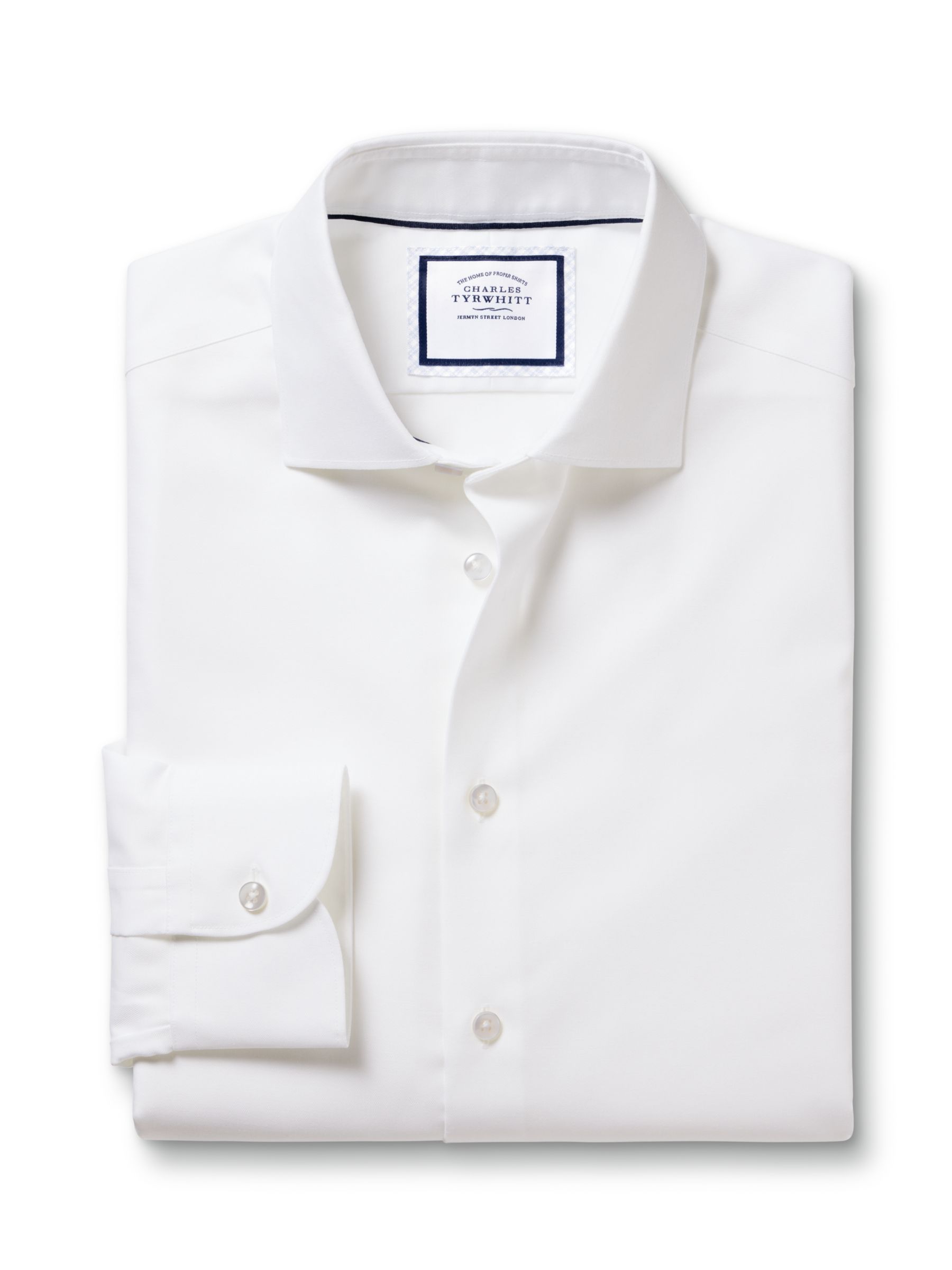 Buy Charles Tyrwhitt Non-Iron Cotton Linen Plain Slim Fit Shirt, White Online at johnlewis.com