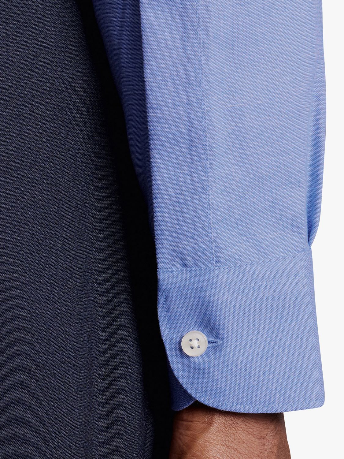 Charles Tyrwhitt Non-Iron Linen Blend Slim Fit Shirt, Cobalt Blue, 14.5
