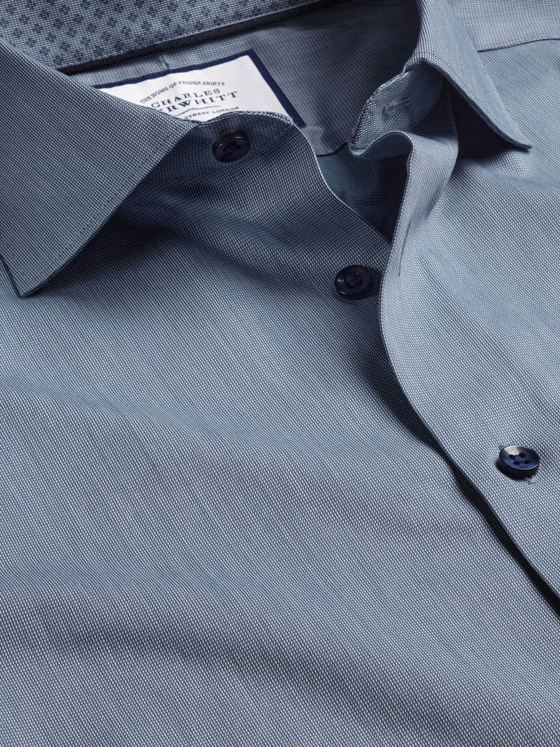 Charles Tyrwhitt Twill Printed Trim Slim Fit Shirt, Steel Blue at John ...