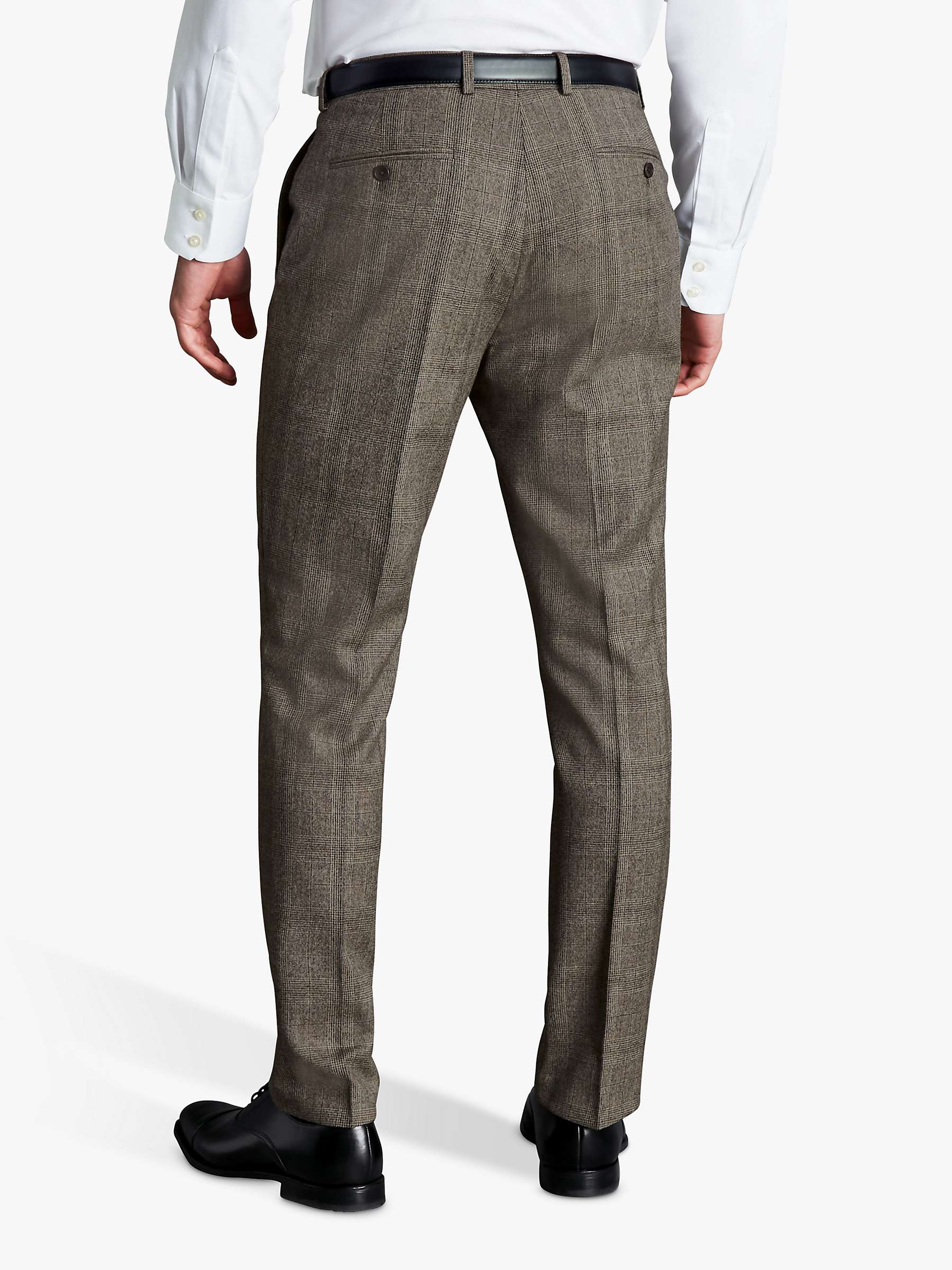 Charles Tyrwhitt Prince of Wales Slim Fit Suit Trousers, Oatmeal at ...