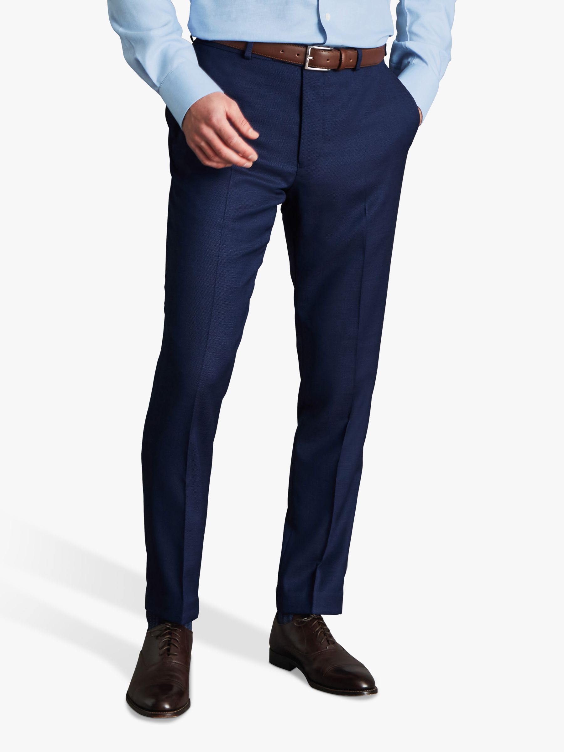 Charles Tyrwhitt Slim Fit Natural Stretch Birdseye Suit Trousers, Indigo Blue, W34/L30