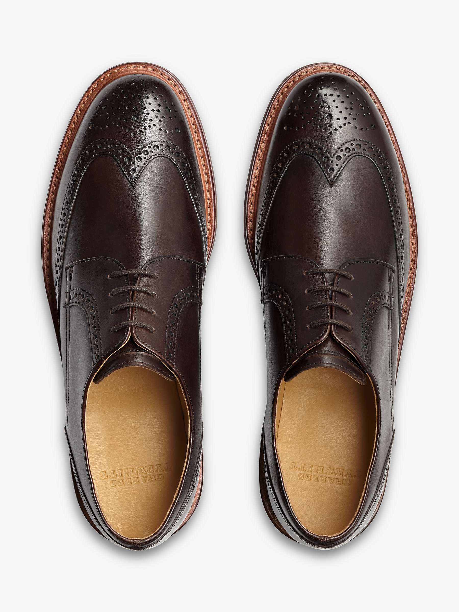 Buy Charles Tyrwhitt Lace Up Leather Derby Brogues, Dark Chocolate Online at johnlewis.com