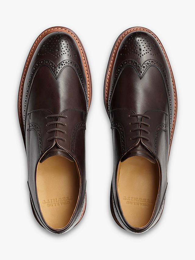 Charles Tyrwhitt Lace Up Leather Derby Brogues, Dark Chocolate