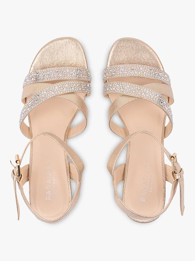 Paradox London Merida Shimmer Embellished Strap Sandals, Champagne at ...