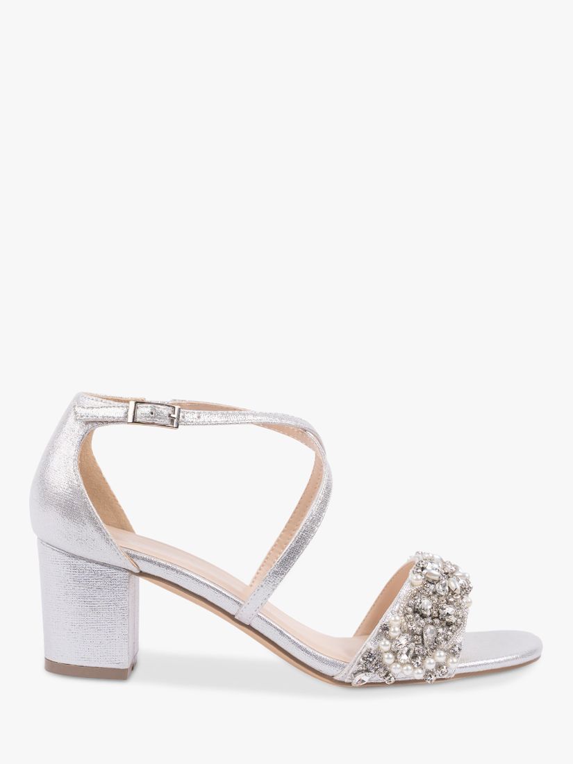 Paradox London Maeve Shimmer Block Heel Sandals Silver at John