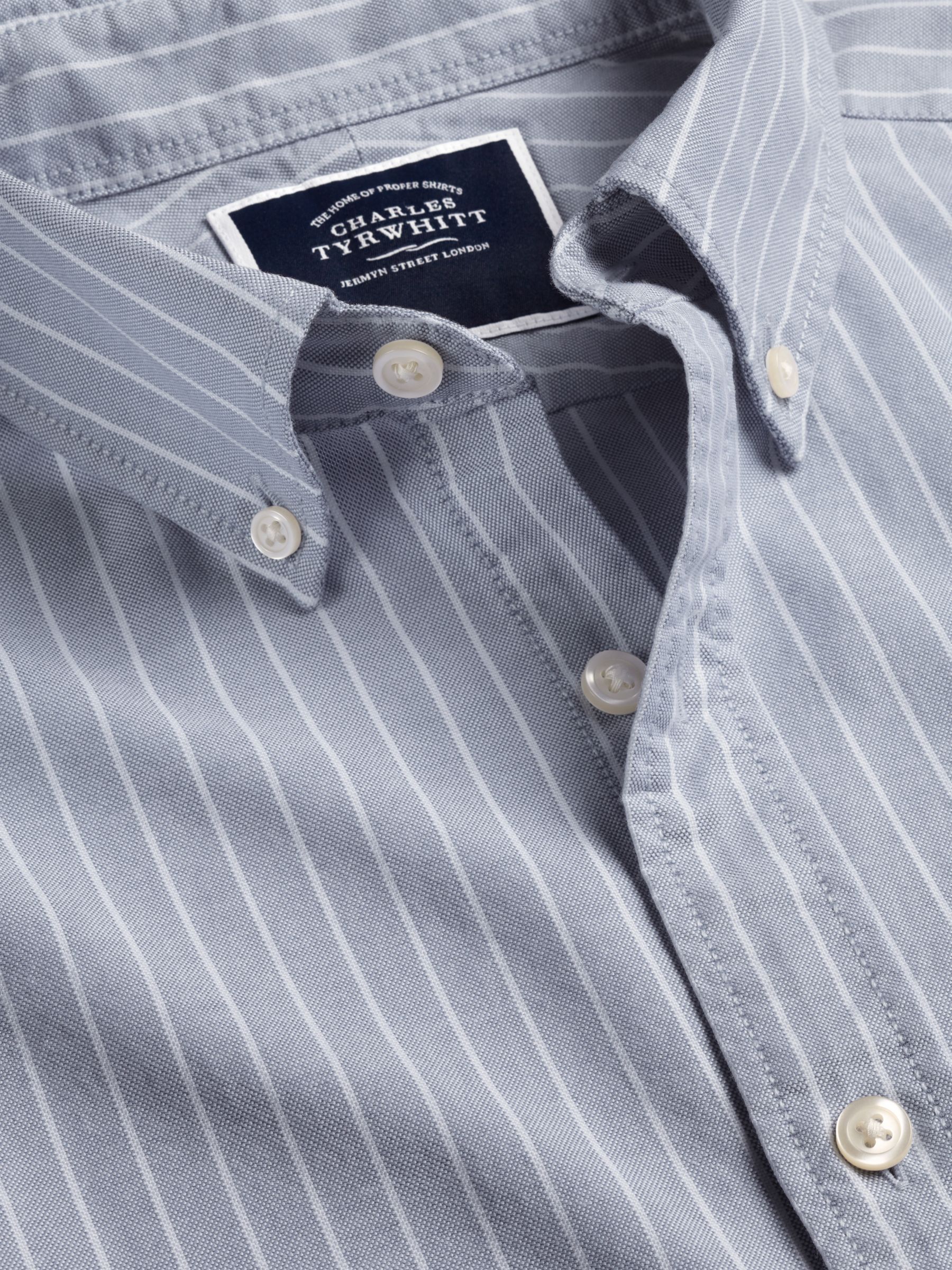 Charles Tyrwhitt Non-Iron Twill Cutaway Slim Fit Shirt, Steel Blue at ...