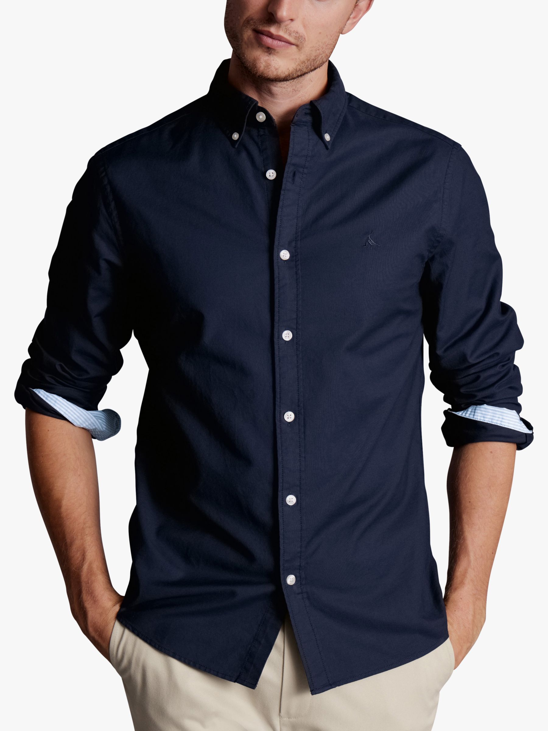Buy Charles Tyrwhitt Non-Iron Twill Cutaway Slim Fit Shirt, Navy Online at johnlewis.com