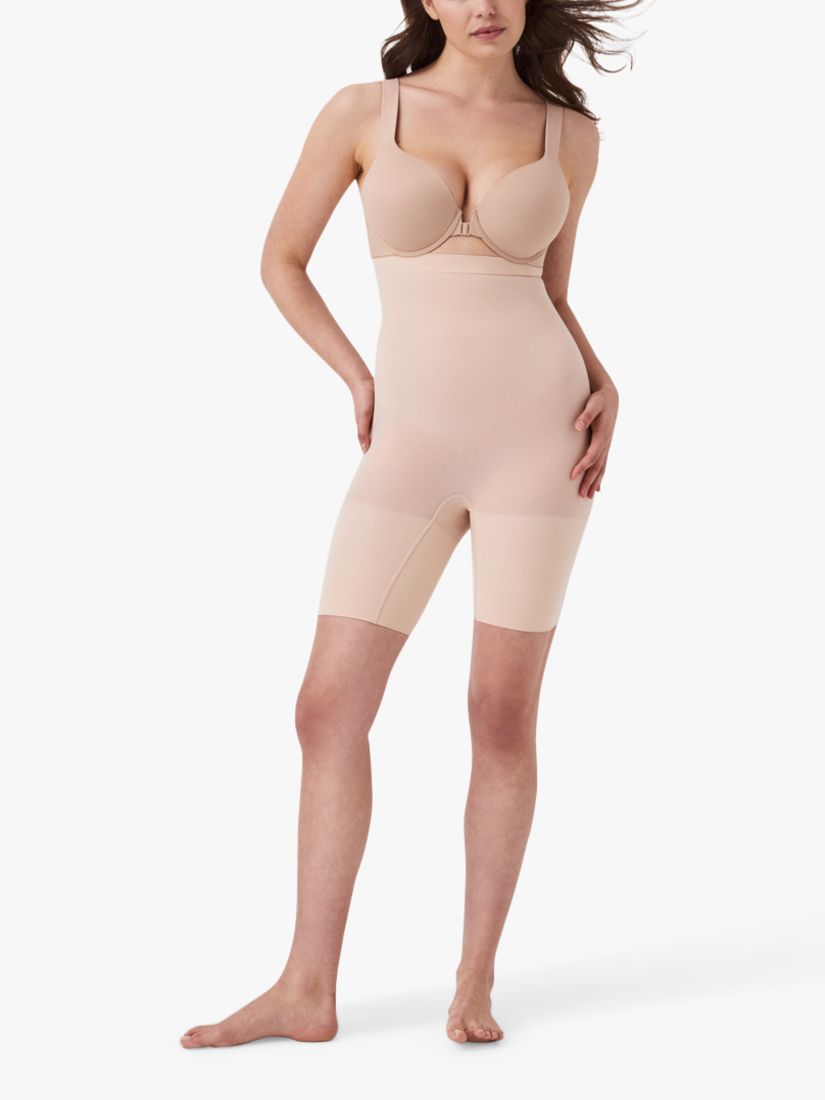 Spanx Medium Control Everyday Seamless Shaping High-Waisted Shorts, Soft  Nude at John Lewis & Partners