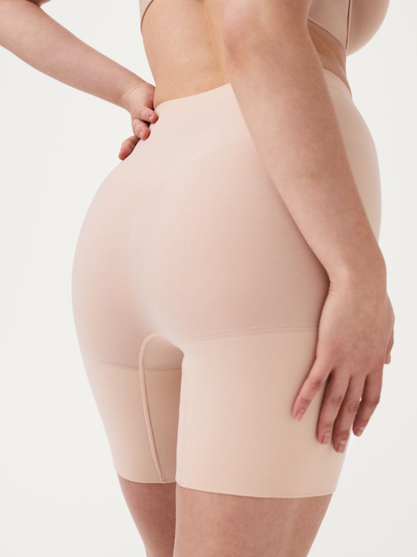 SPANX Shapewear for Women Thinstincts High-Waisted Mid-Thigh Shaping Short  (Regular and Plus Sizes) Soft Nude SM at  Women's Clothing store