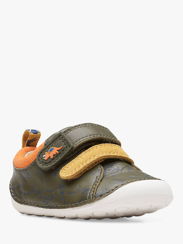 Clarks Kids' Tiny Rex Leather Pre-Walker Trainers, Khaki