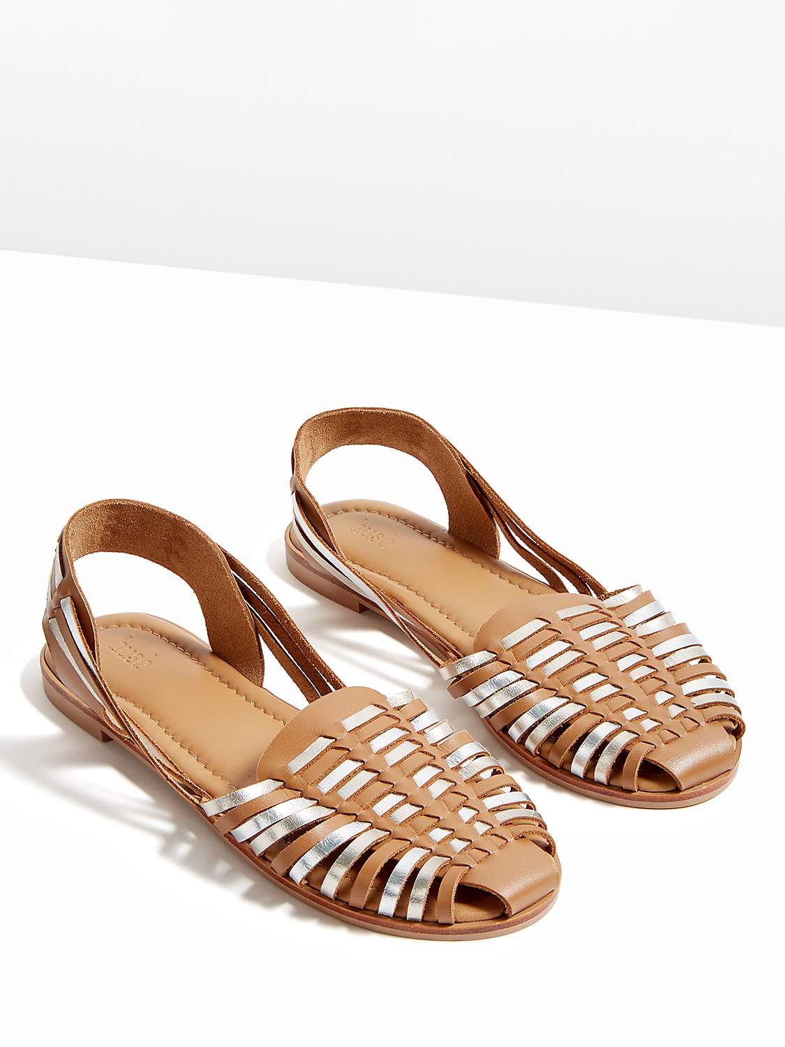 Buy HUSH Trenton Huarache Sandals, Tan/Metallic Online at johnlewis.com