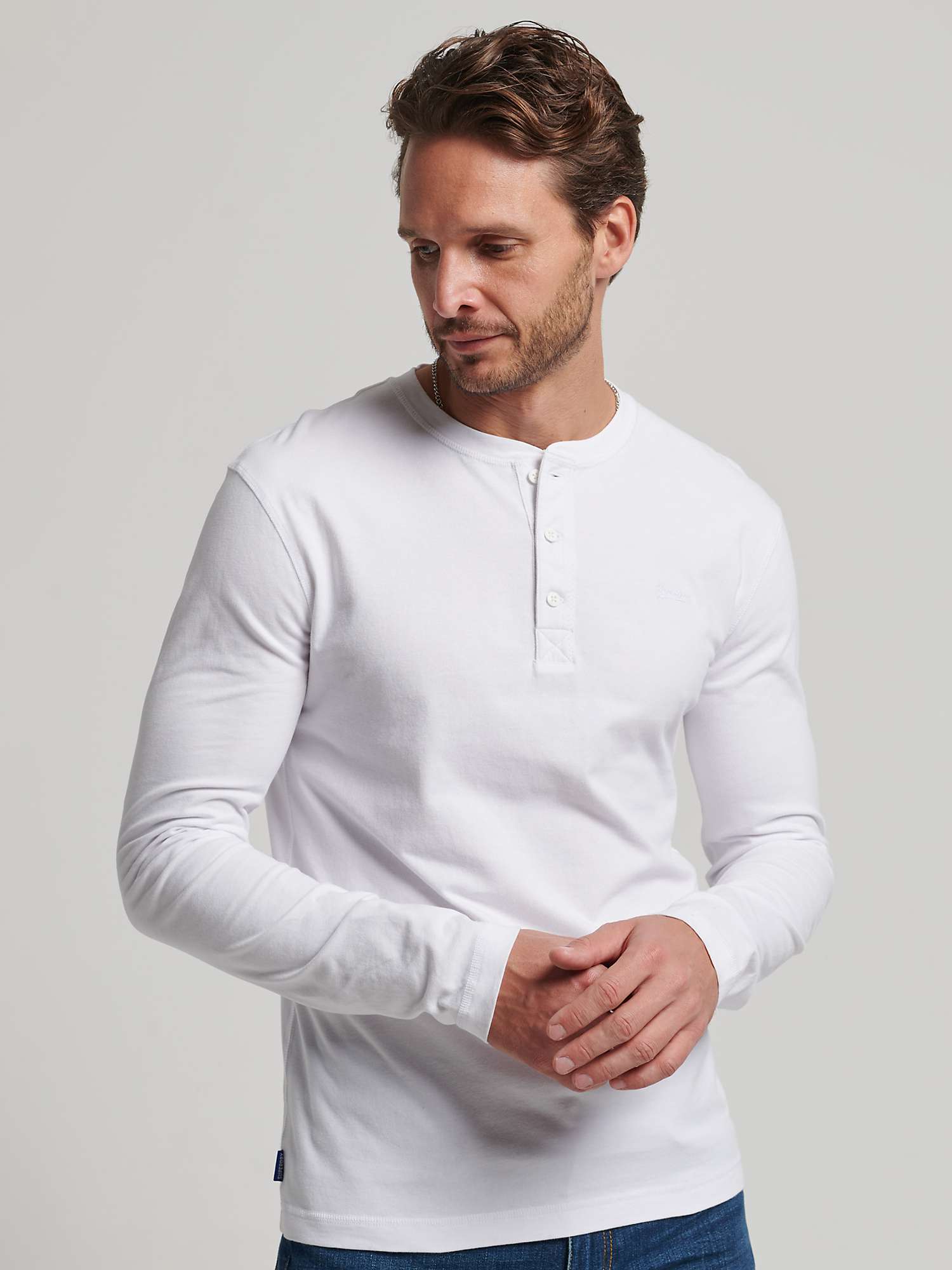 Buy Superdry Organic Cotton Henley Long Sleeve T-Shirt Online at johnlewis.com