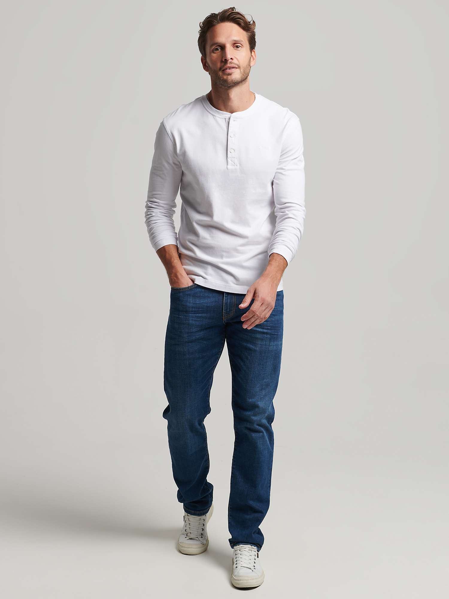 Buy Superdry Organic Cotton Henley Long Sleeve T-Shirt Online at johnlewis.com