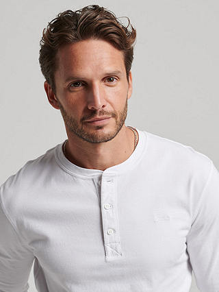 Superdry Organic Cotton Henley Long Sleeve T-Shirt, Optic White