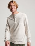 Superdry Organic Cotton Henley Long Sleeve T-Shirt, Oat Cream Marl