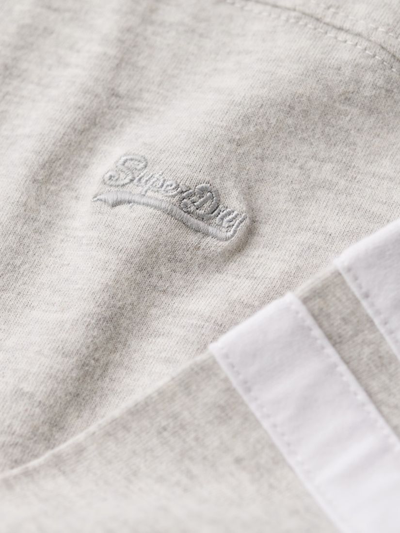 Superdry Organic Cotton Vintage Logo Quarterback Top, Glacier Grey Marl, M