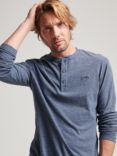 Superdry Organic Cotton Henley Long Sleeve T-Shirt, Navy