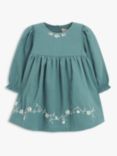 John Lewis Heirloom Collection Baby Twill Floral Embroidered Dress, Teal