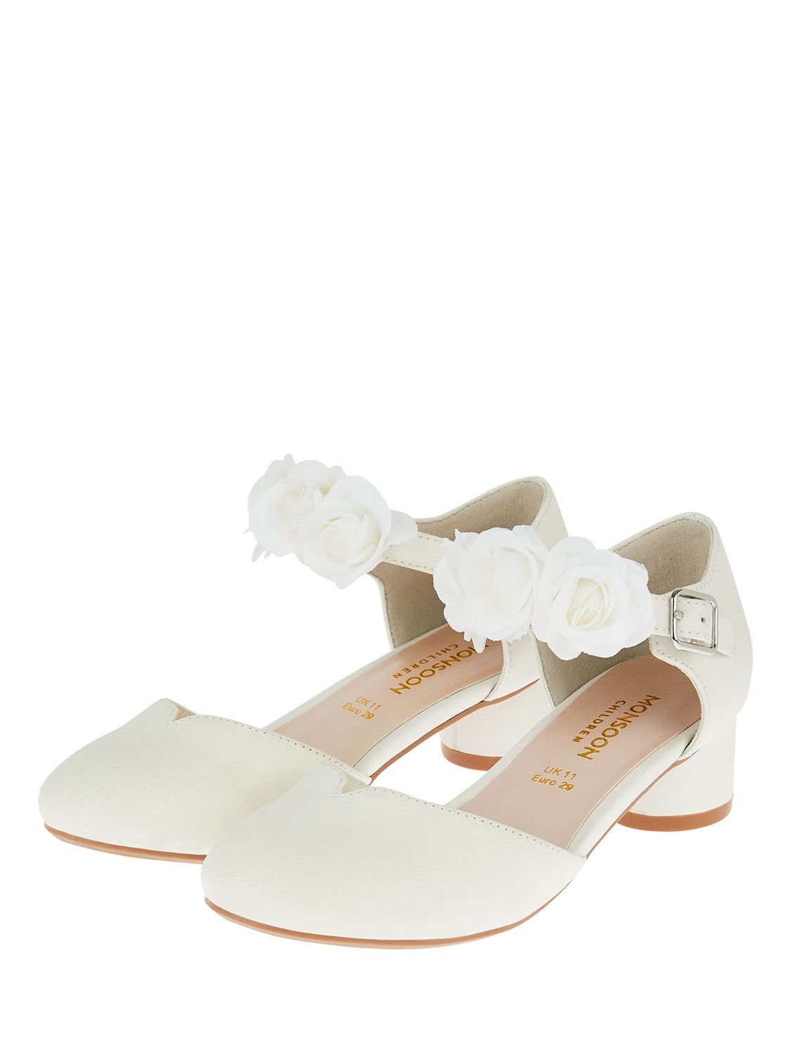 Monsoon Kids' Corsage Two Part Heels, Ivory, A4