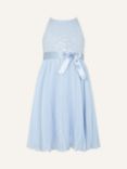 Monsoon Kids' Truth Pleated Sequin Dress, Pale Blue