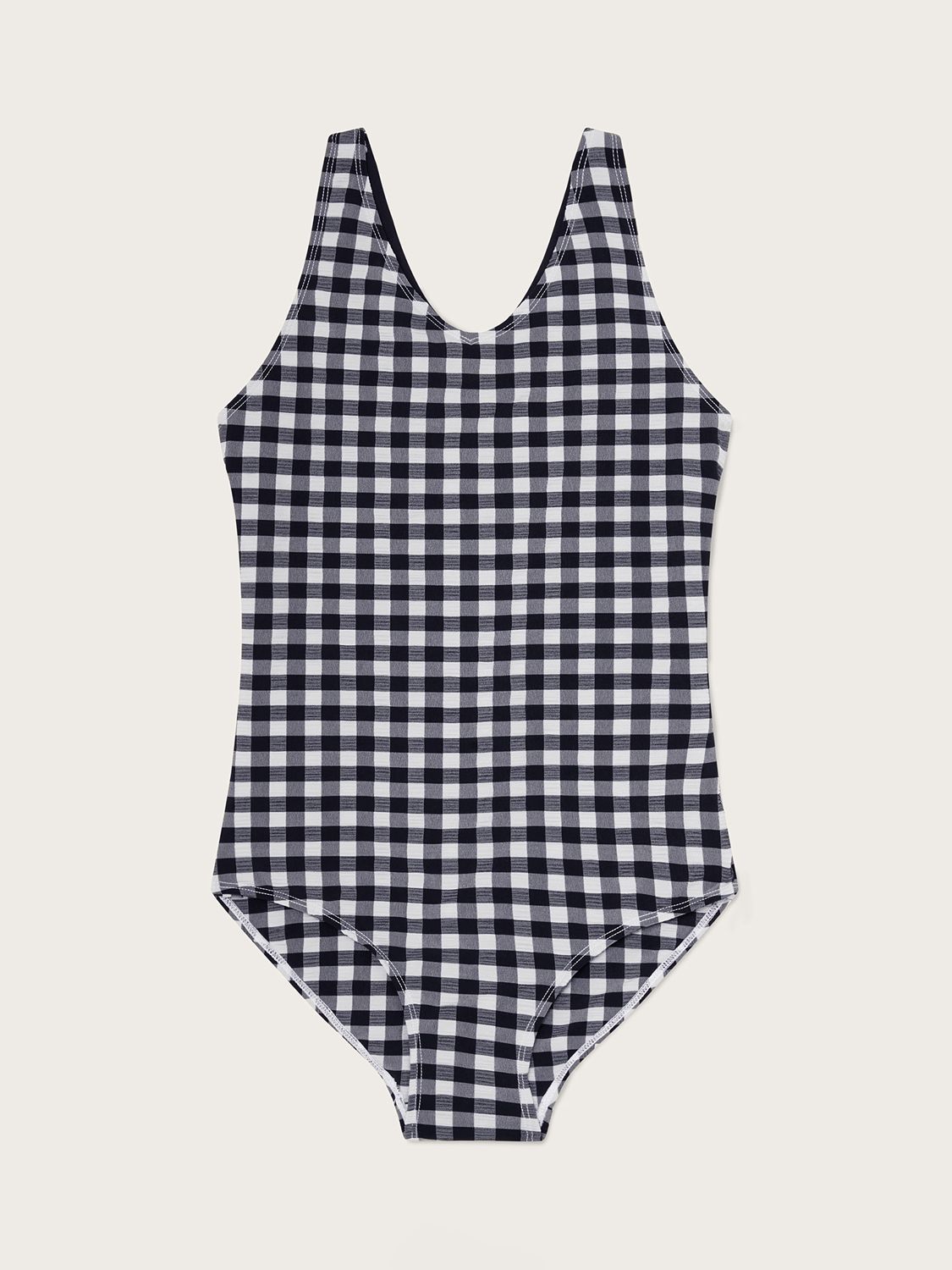 Monsoon Kids' Gingham Multi Strap Back Swimsuit, Black