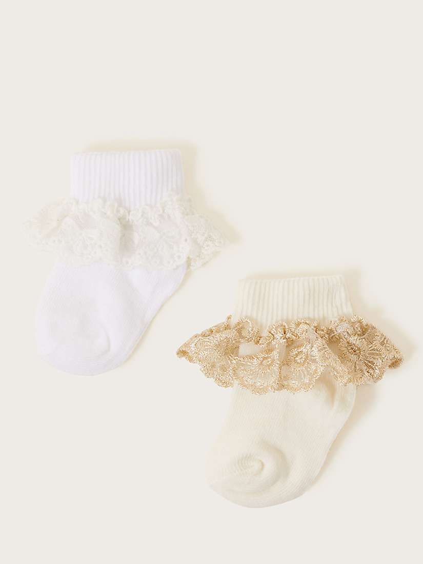 Buy Monsoon Baby Lace Trim Socks, Pack of 2, Multi Online at johnlewis.com