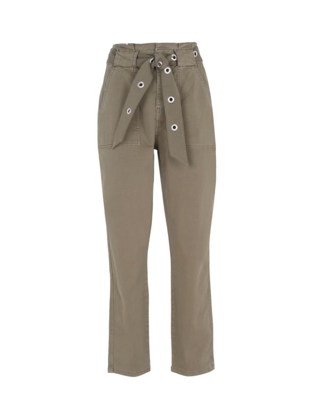 Khaki deals belted trousers